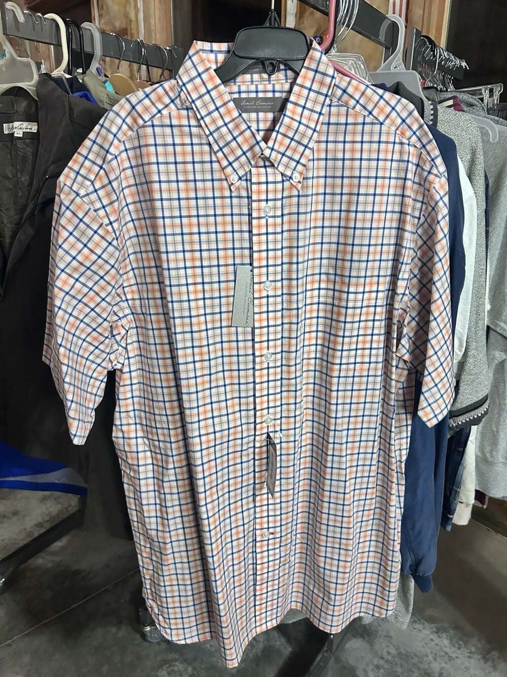 Daniel Cremieux Signature Collection Plaid Short Sleeve Button Down Shirt XL